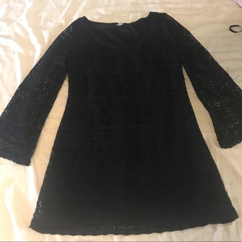 little black dress! with lace and bell sleeves!